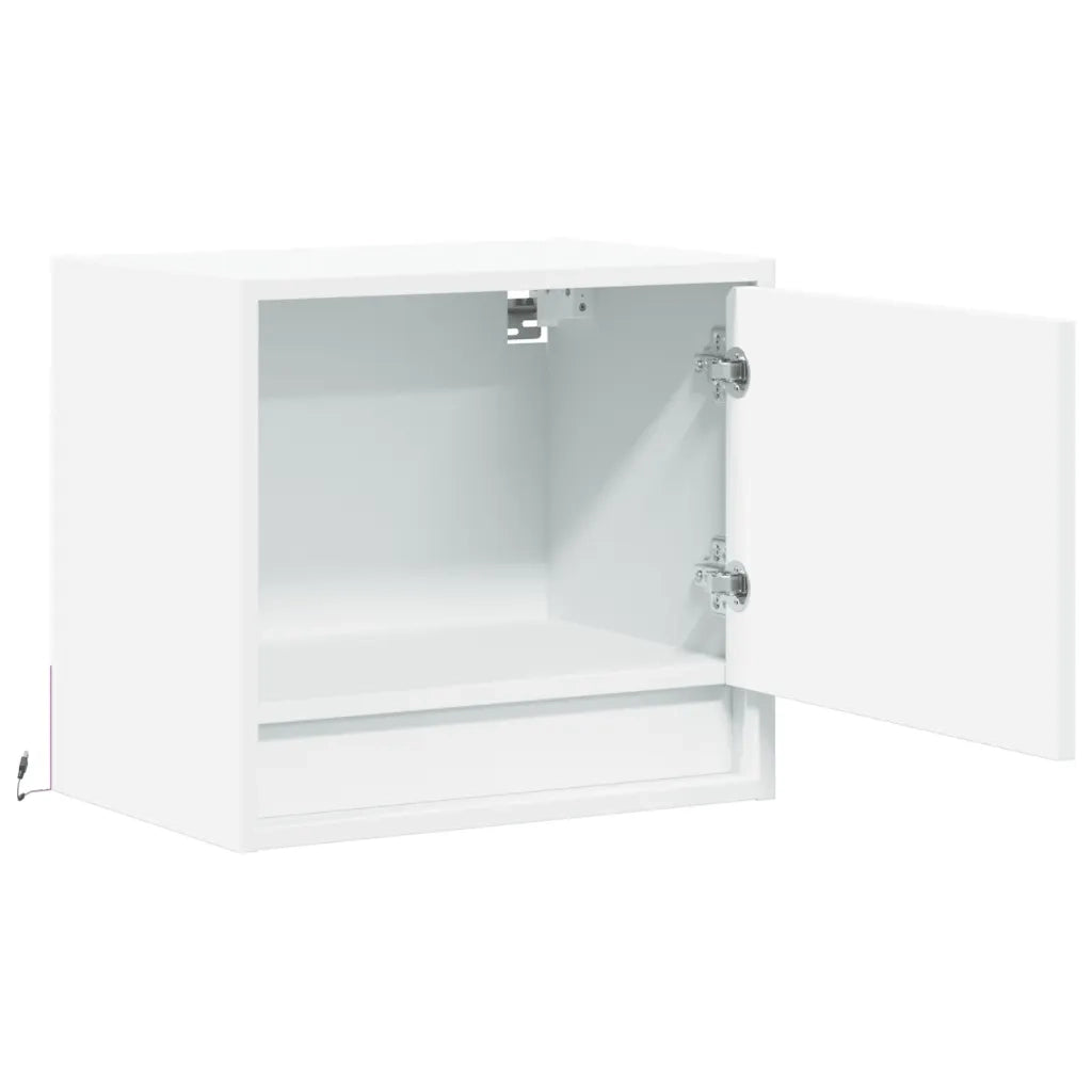 Comodini a Parete con Luci LED 2 pz Bianchi