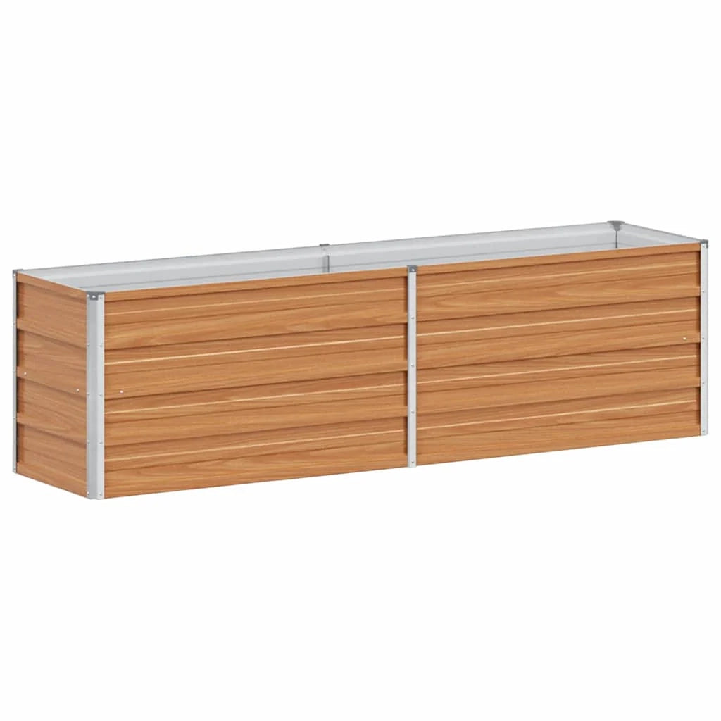 Fioriera rialzata in metallo in stile industriale design chic per giardino o terrazza 160 x 40 x 45 cm acciaio zincato marrone chiaro 02_0059014
