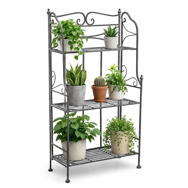 SCAFFALE PORTAVASI CLAUDE CON 3 PIANI IN COLORE BIANCO OSSIDATO  61 X 32 X H 117 CM