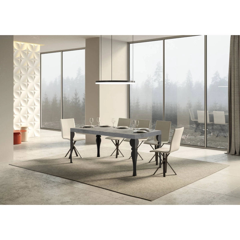 Tavolo allungabile 160/244x80 cm Paxon telaio Antracite - Cemento