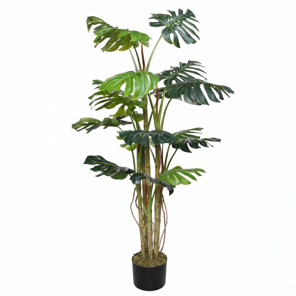 Monstera Artificiale 190 cm con 6 Fusti e 18 Foglie Tropicali Realistiche, Pianta Decorativa per Interni e Uffici