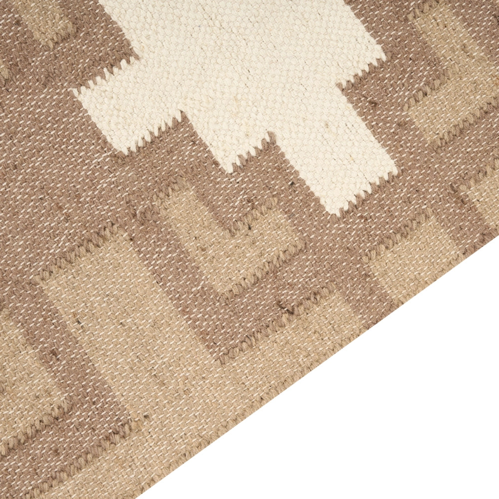 Tappeto in iuta intrecciata di cotone naturale beige con nappe a motivo geometrico 200 x 300 cm stile boho soggiorno camera da letto