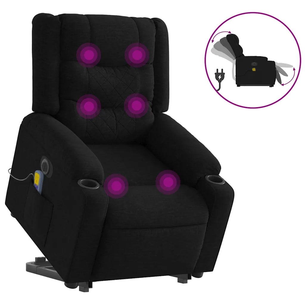 Poltrona Alzapersona Massaggiante Elettrica Nera in Tessuto 3206584