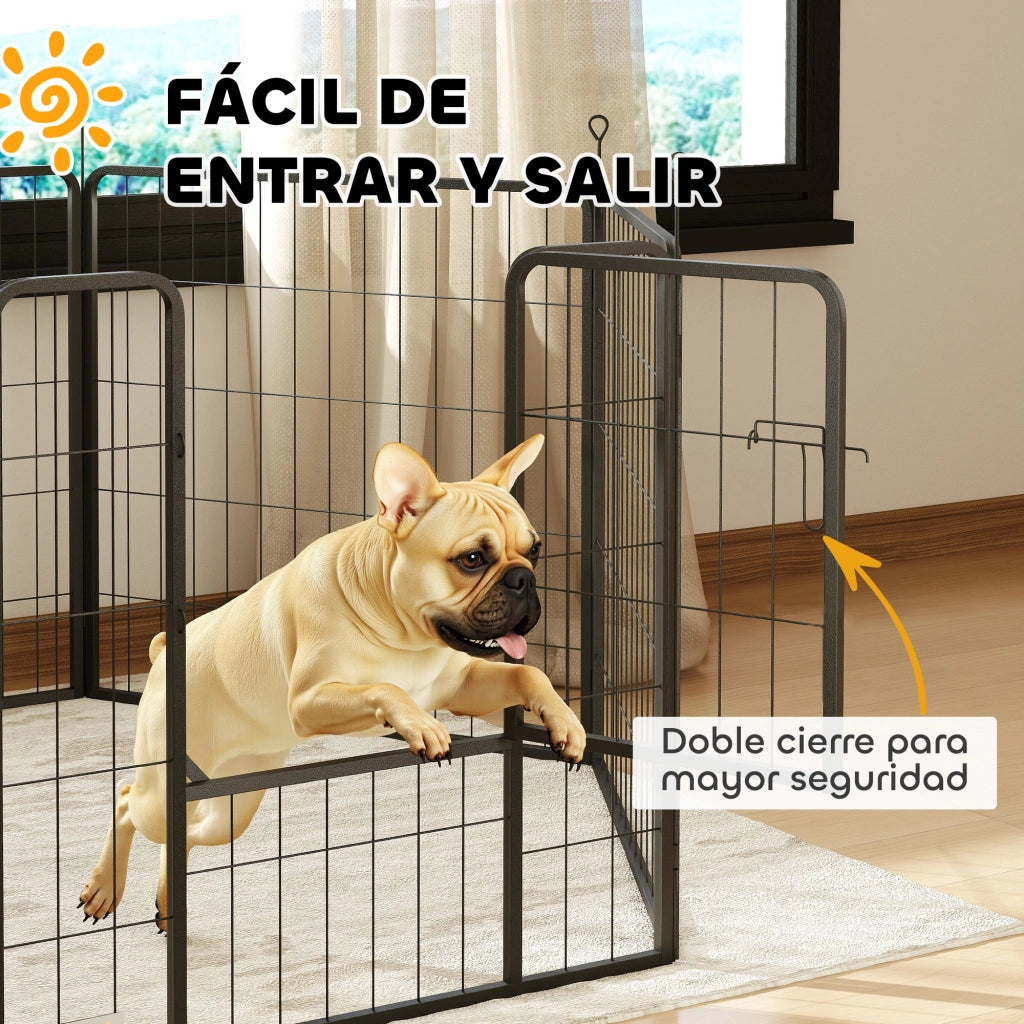 Recinto per Cani a 6 Pannelli ¨C zephmum ¨C Nero 80 cm Altura