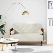 Divano Divanetto con Cuscini Bolster Crema 110 cm Velluto
