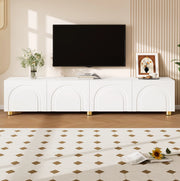 Mobile TV 180x35x40 cm bianco in MDF e PB - 4 ante con rilievo ad arco