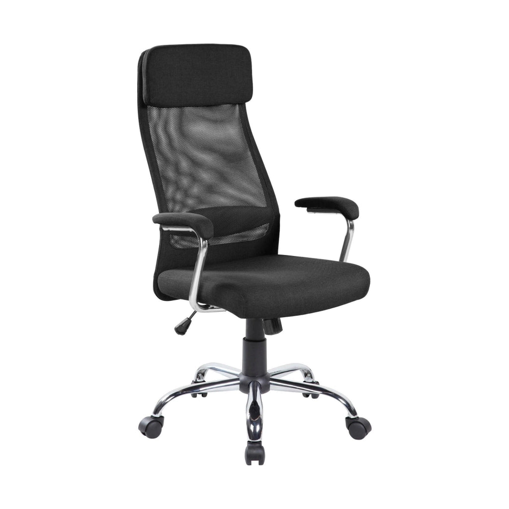 Sedia da ufficio Jou, Poltrona direzionale con braccioli, Sedia ergonomica da ufficio, 65x65h114/125 cm, Nero