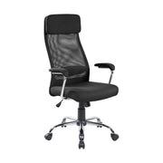 Sedia da ufficio Jou, Poltrona direzionale con braccioli, Sedia ergonomica da ufficio, 65x65h114/125 cm, Nero