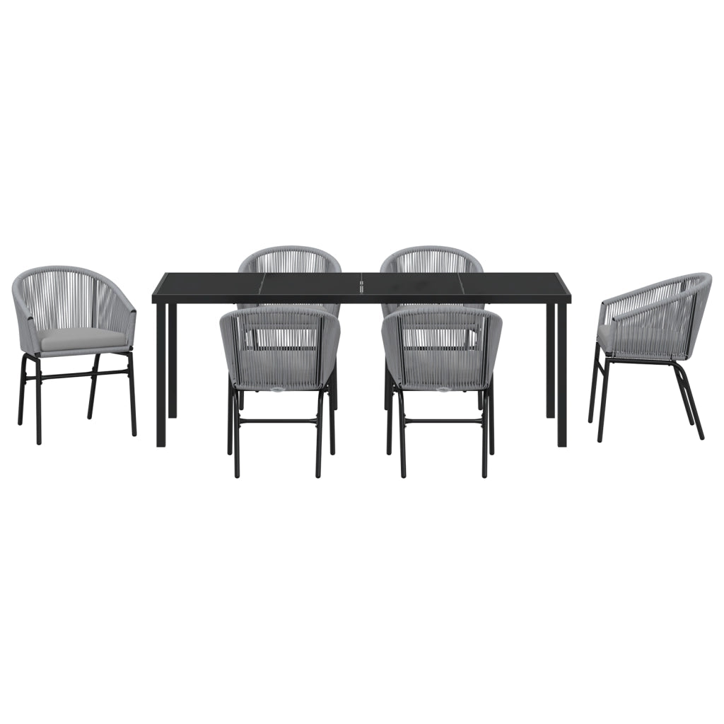 Set da pranzo da giardino 7 pezzi Grigio Rattan PE