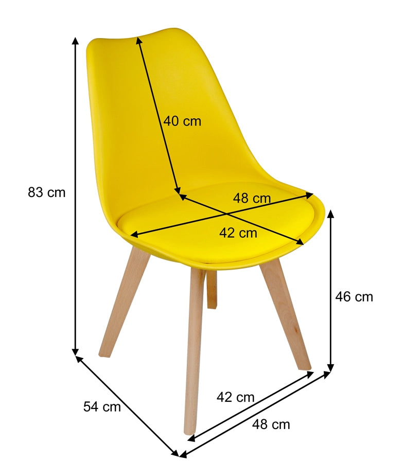 Sedia in plastica gialla, sedia da pranzo piede in legno (2 pz) - Mia - SD16MIPL
