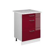 Vicco Base universale Rosso bordeaux lucido 60 cm con cassetti