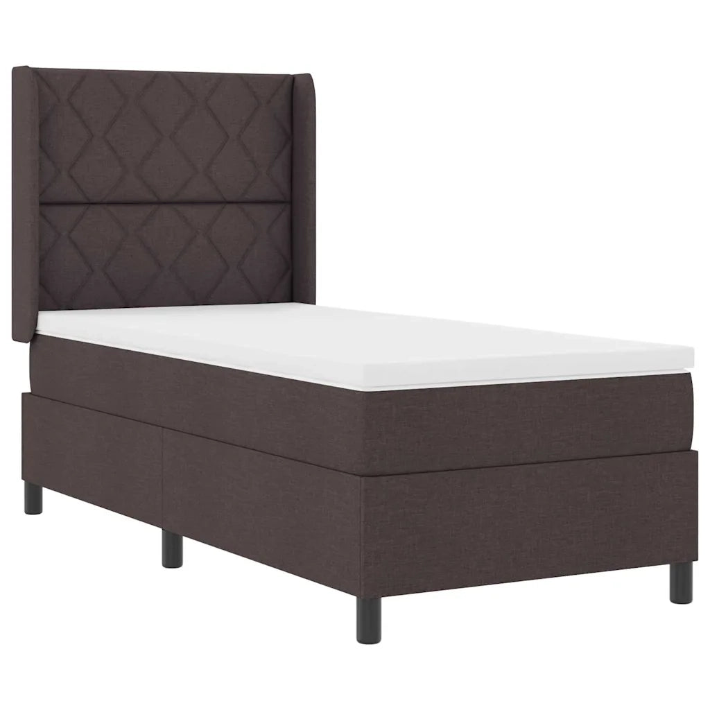 Letto a molle con materasso Marrone scuro 100 x 200 cm Tessuto