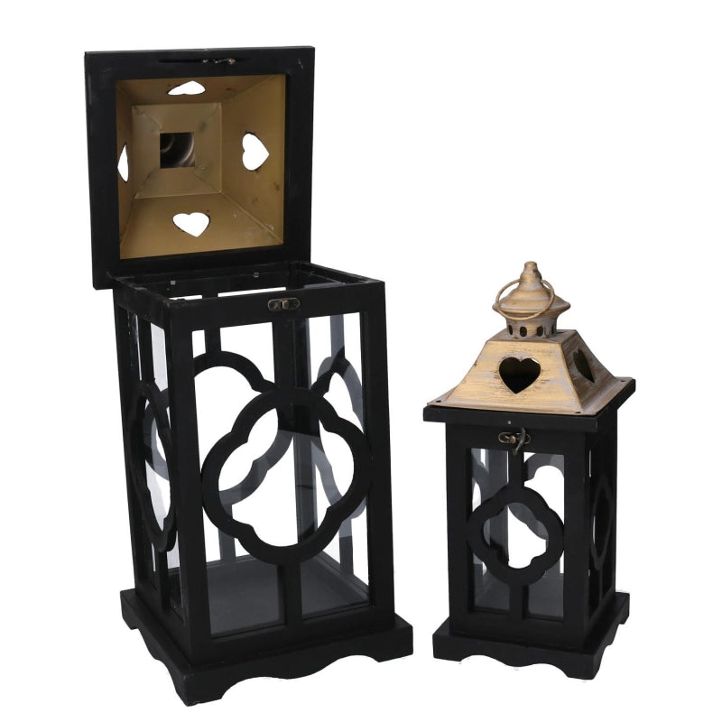 Lanterna legno 1-2 nero cm 21x21h50