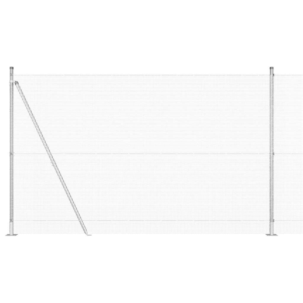 Recinzione in filo saldato con 7 pali con flangia 1,6x10 m Acciaio galvanizzato