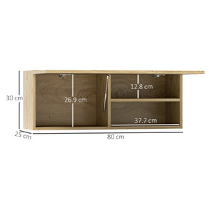 Mobiletto Bagno Pensile 80x25x30 cm con Anta a Ribalta Legno Naturale