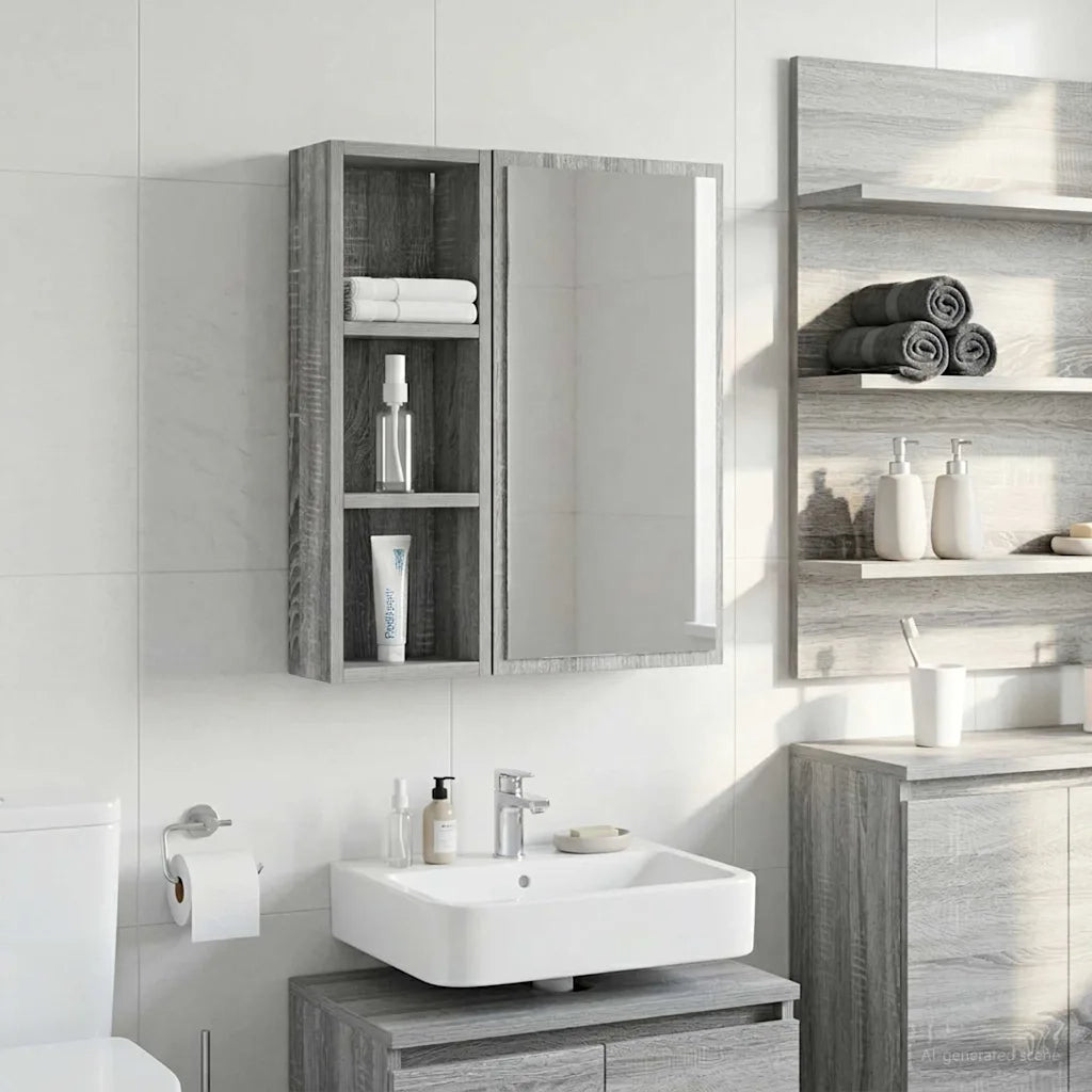 Armadio da bagno a muro Sonoma grigia 20 x 10 x 60,5 cm 889292