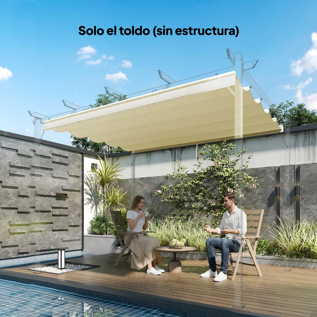 Telo per Pergola 3x3 Retrattile ¨C zephmum ¨C 250x255 cm Crema con 10 Fori di Drenaggio