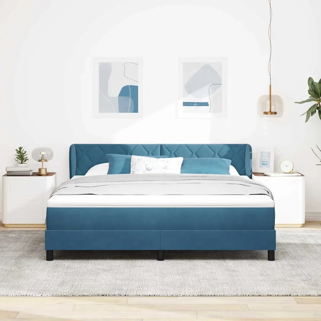 Letto a molle con testiera Blu scuro 180 x 200 cm Velluto 3340458