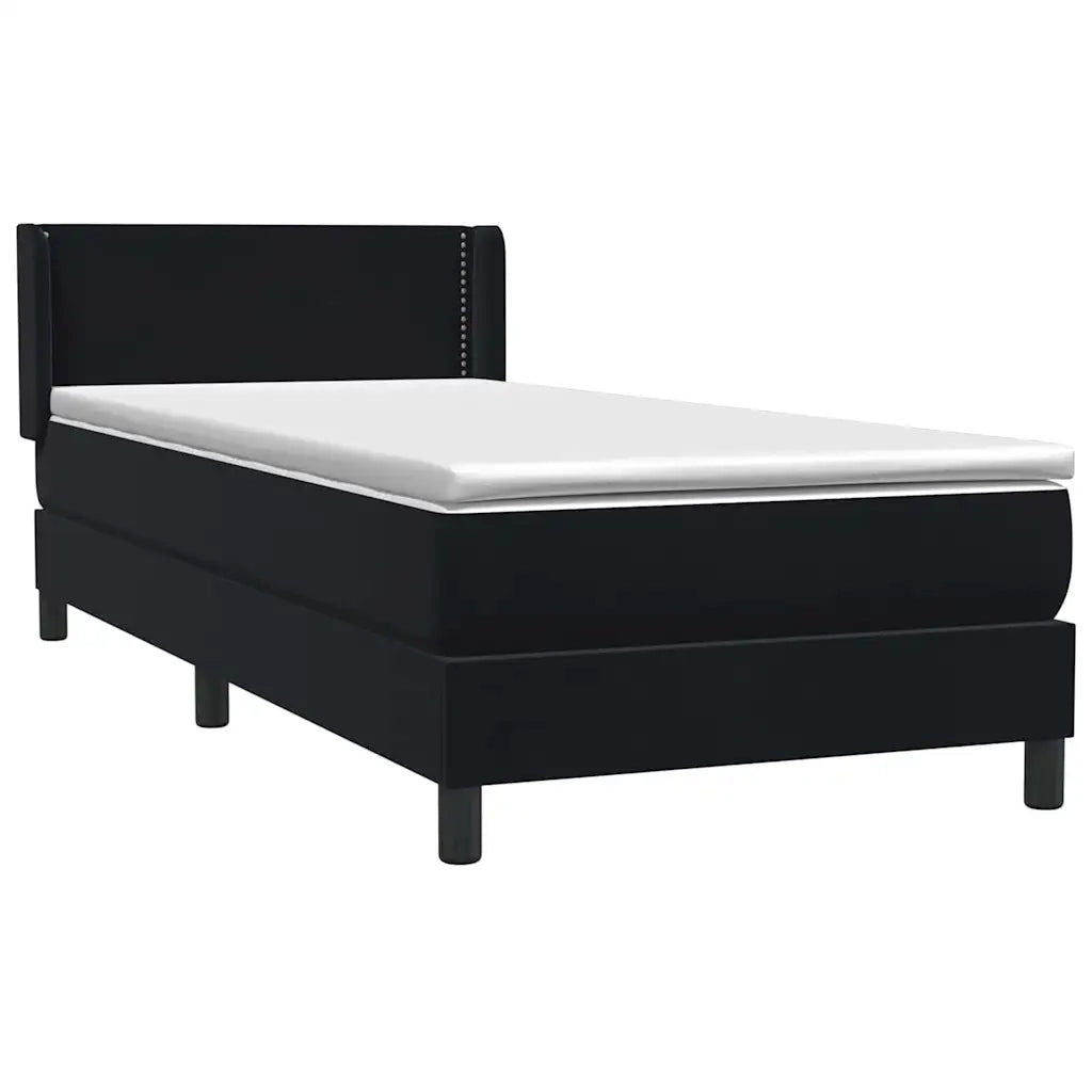 Giroletto a Molle con Materasso Nero 90x210 cm in Velluto 3318017