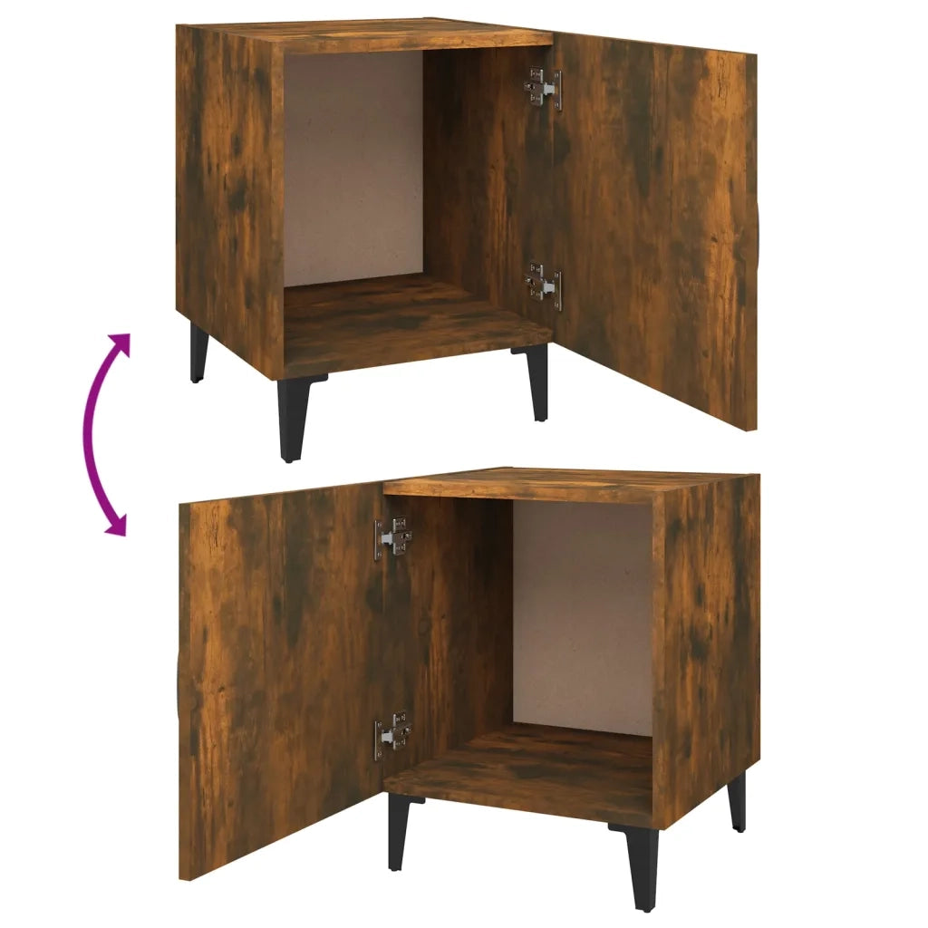 Comodini 2 pz Rovere Fumo in Legno Multistrato 817316