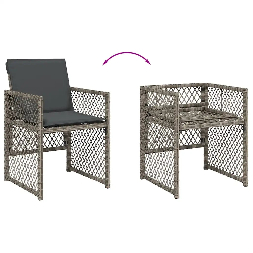 Set da Pranzo da Giardino 15 pz con Cuscini Grigio Polyrattan 3210812