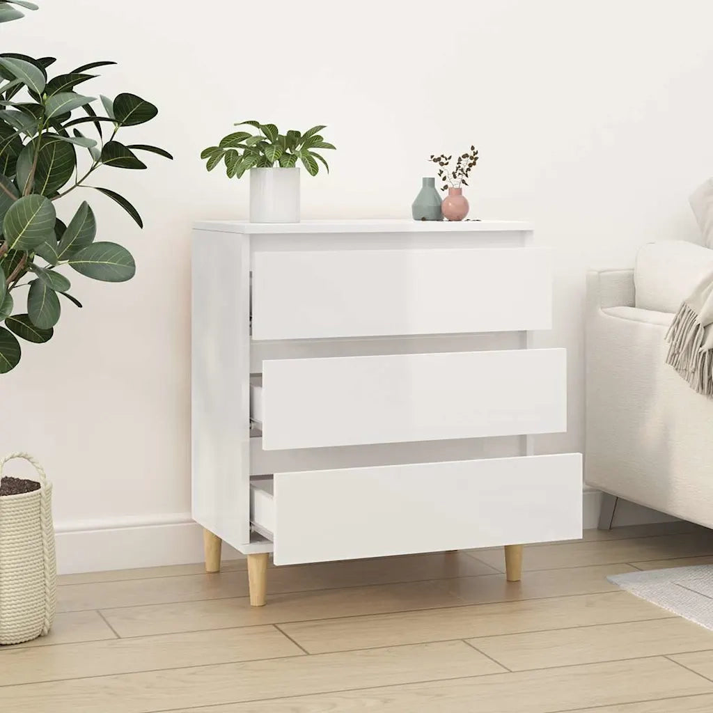 Credenza-Buffet-Armadio da cucina Bianco Lucido 60x35x70 cm in Legno Multistrato 550500