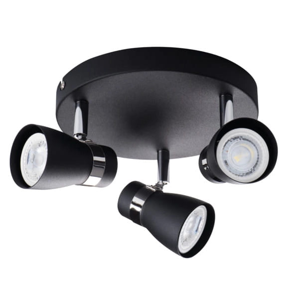 Plafoniera Kanlux Enali 28765 3 luci GU10 nera 20cm