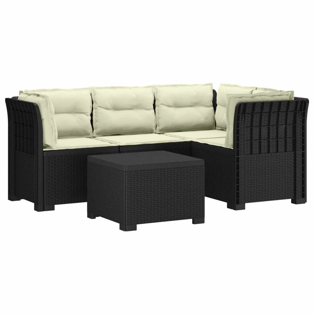 Divano da giardino 4 posti con cuscini aspetto rattan PP 3444014