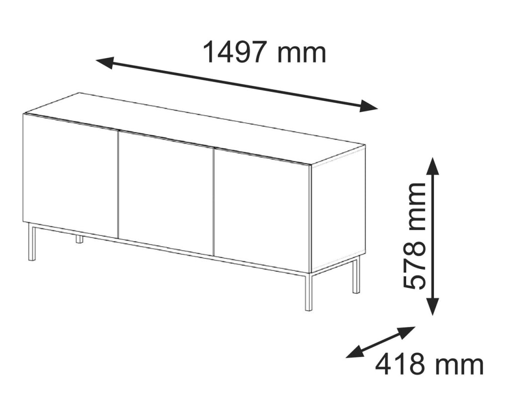 MOBILE RAVENNA C DIAMOND MDF HG PORTA TV 3D 150 BIANCO OPACO LUCIDO TELAIO NERO