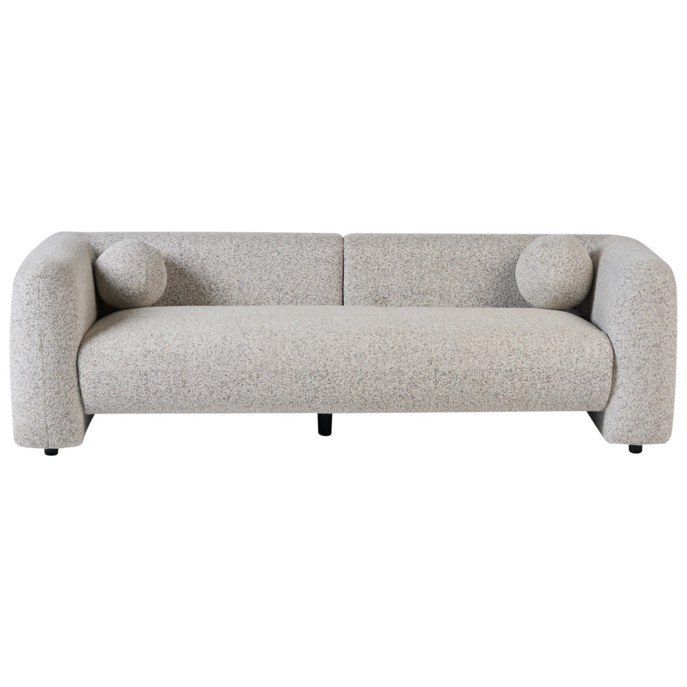 Set da salotto composto da divano a 5 posti e 2 poltrone in tessuto bouclè beige con cuscini aggiuntivi stile glamour retrò soggiorno