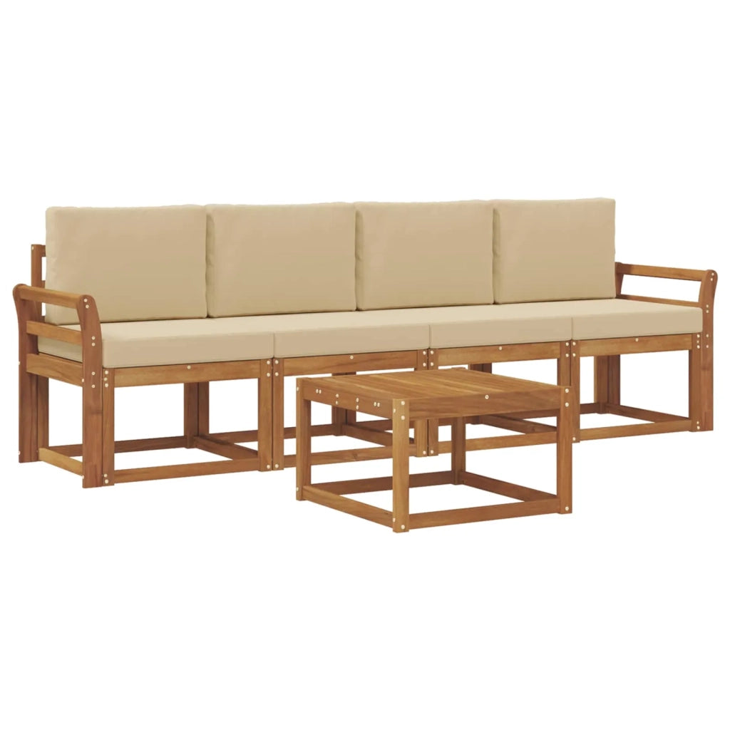 Set di divani da esterno con cuscino 5 pcs Naturale e Beige