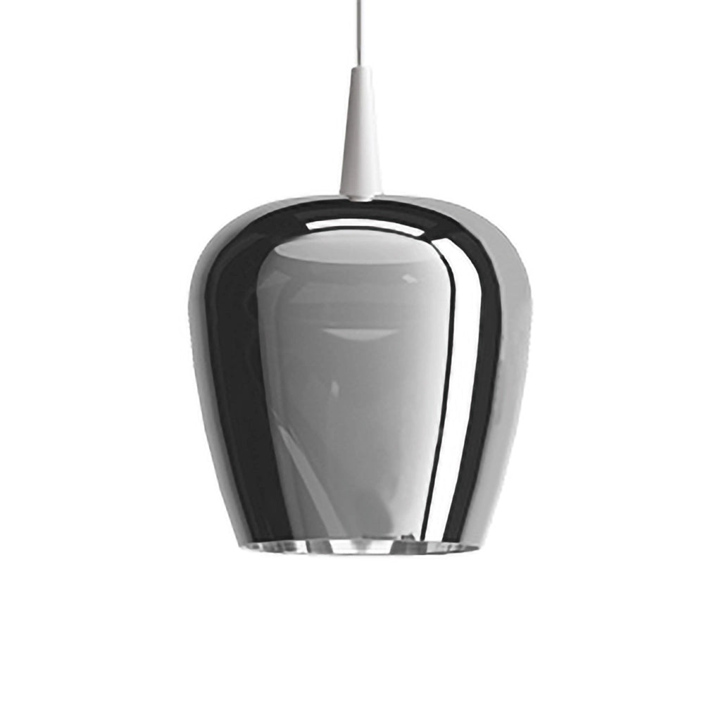 Zafferano Lampada a sospensione Bilia 230V LED 8W 2700K Vetro borosilicato soffiato a bocca Colore Bianco e Argento, Dimensione 18x324 cm