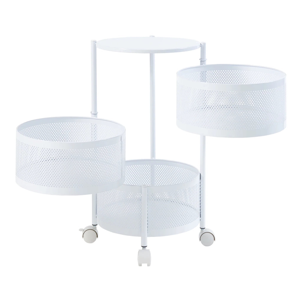 Carrello di servizio carrello da cucina/soggiorno mobile contenitore a 3 ripiani acciaio 60 x 33 cm bianco 03_0009245