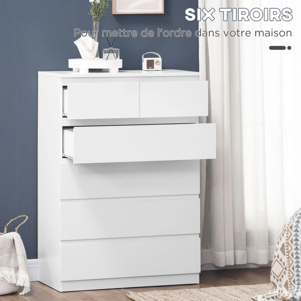 Cassettiera 6 cassetti senza maniglie design minimalista ¨C Xylo ¨C bianco 80x39x115 cm