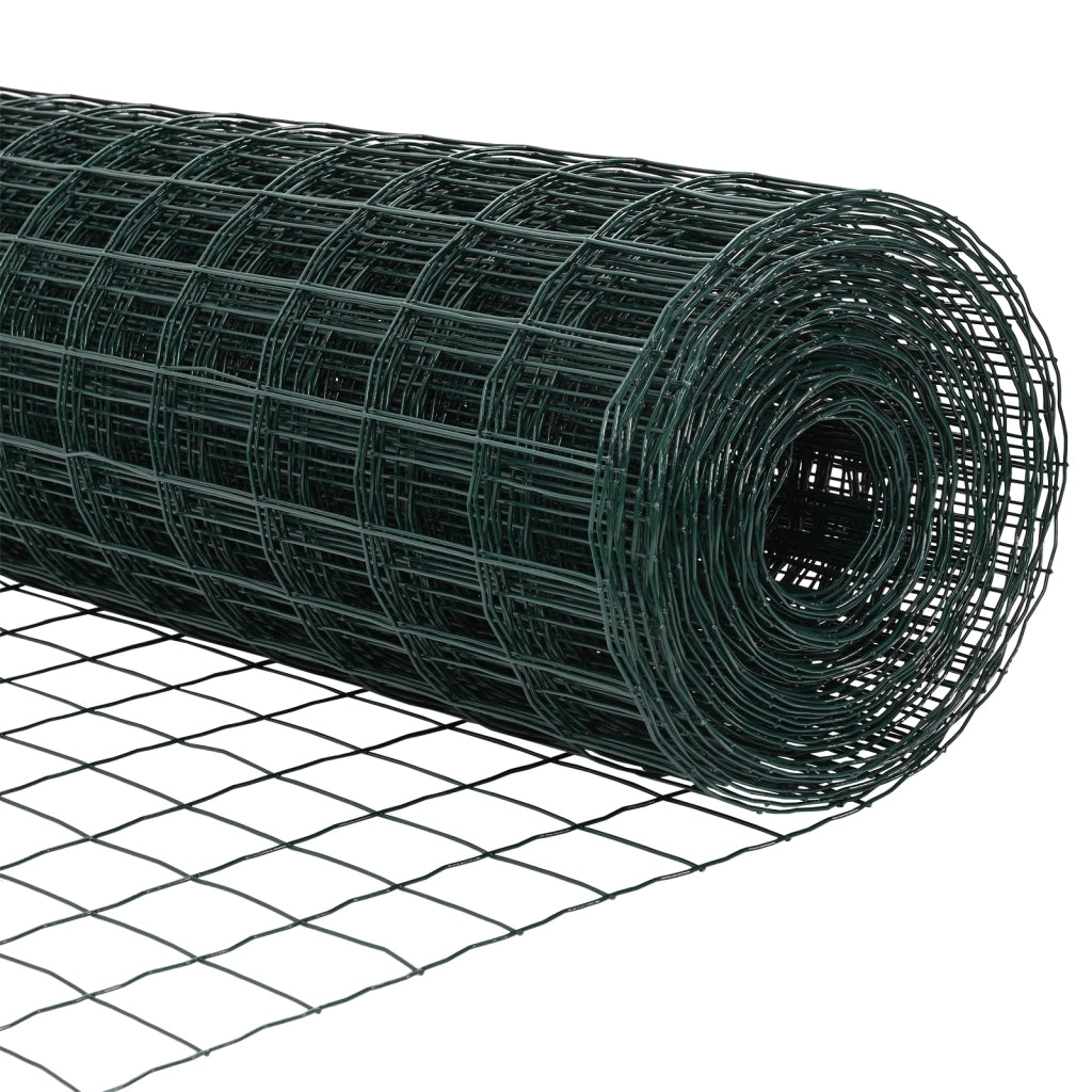 Recinzione Euro con 13 Pali a Punta 0.6x25 m Acciaio Zincato Verde