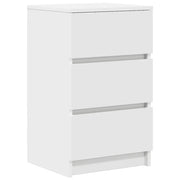 Comodino con 3 Cassetti-Tavolino da notte Bianco 39x35x65 cm