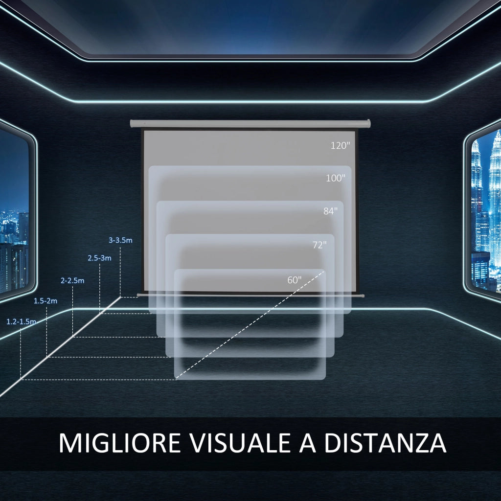 Schermo Proiettore Motorizzato 120 Pollici ¨C Zephmum ¨C Bianco 244x183 cm Parete Soffitto
