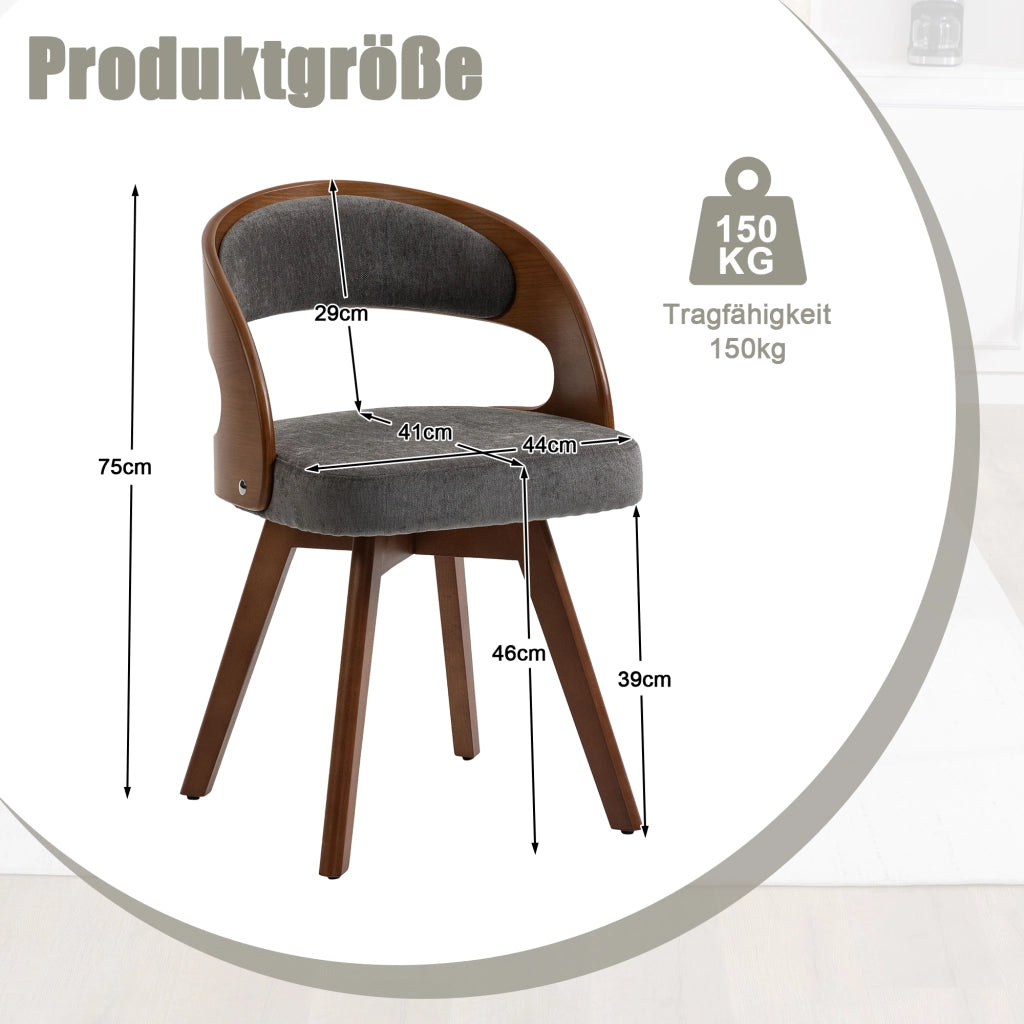 SEDIA Girevole 44x41x75 cm Lino Grigio con cuscino imbottito