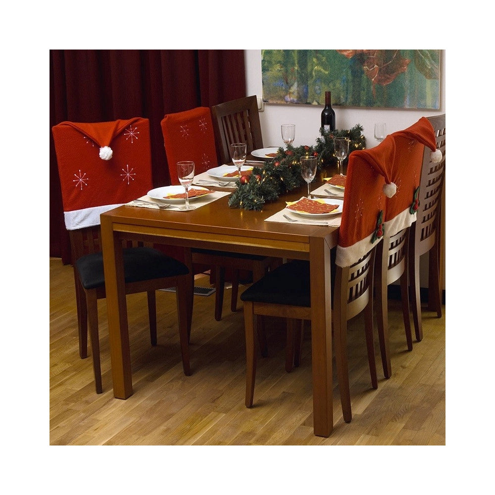 Trade Shop - 4 X Coprisedia Natalizio Copri Schienale Sedie Decorazione Tavola Cenone Natale -