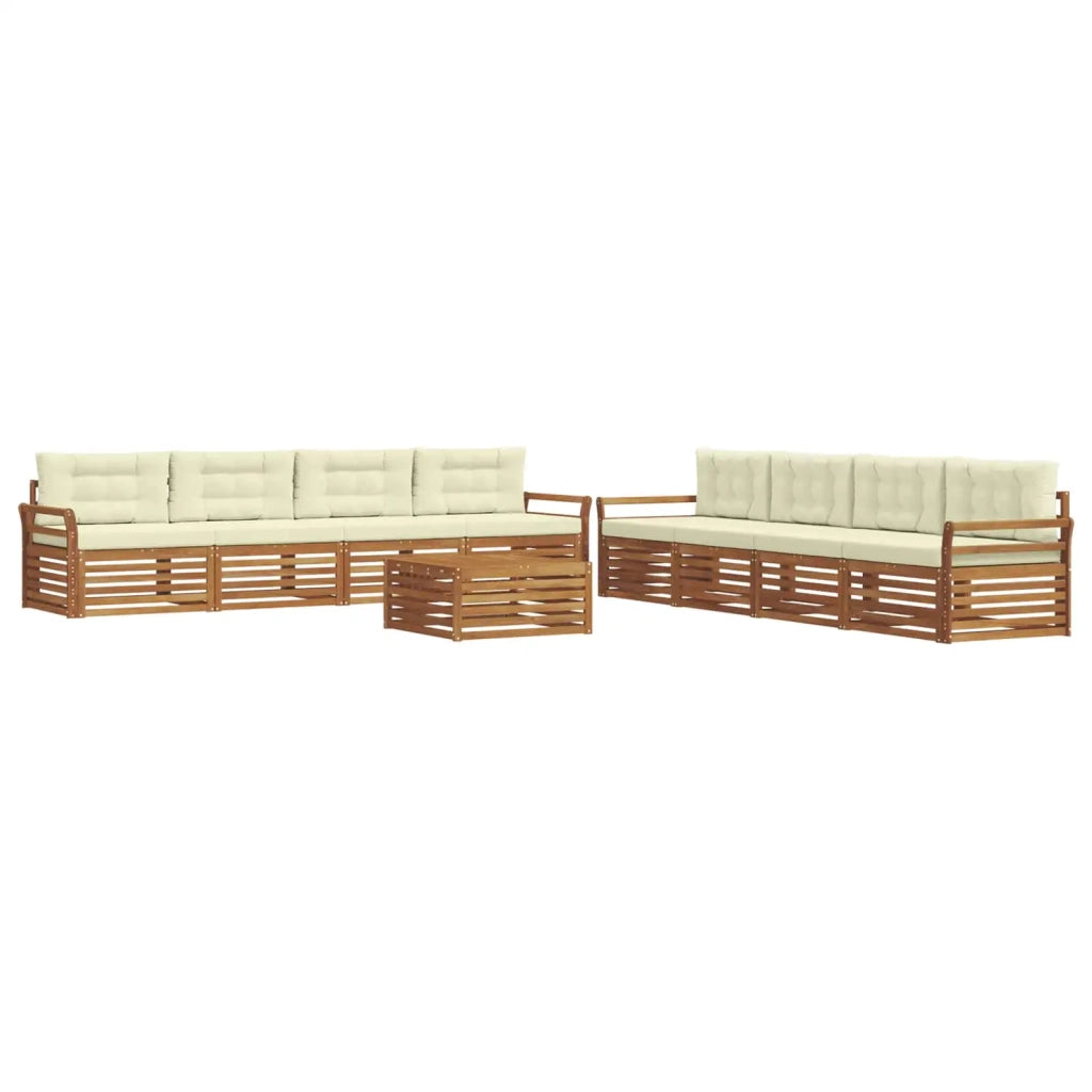 Set di divani da esterno con cuscino 9 pcs Naturale e Crema 3373220