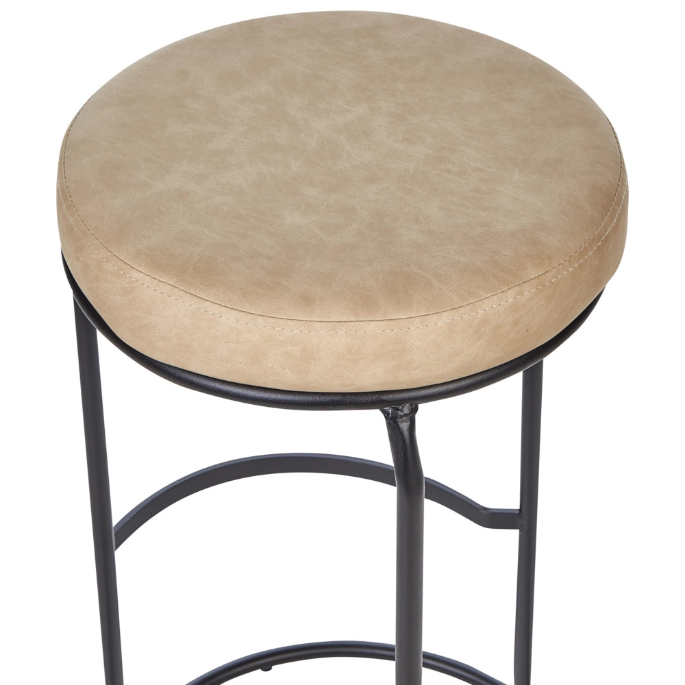 Set di 2 sedie da bar in ecopelle beige con gambe in acciaio senza braccioli stile moderno soggiorno
