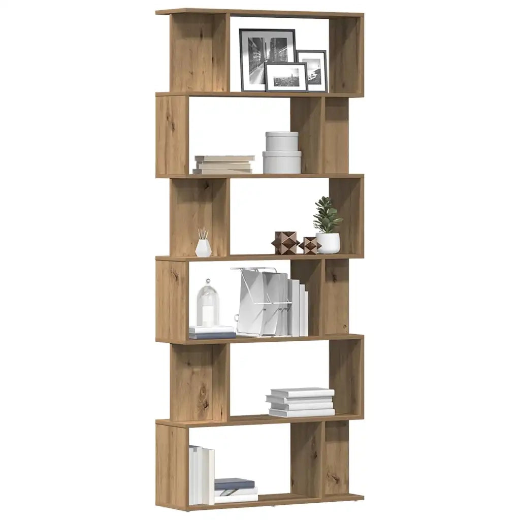 Libreria-Scaffale per Libri-Mobile di Stoccaggio Rovere Artigianale 80x24x192 cm Legno Multistrato