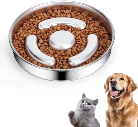 Bacetto per cani in acciaio inossidabile, slowfeeder bacetto per cani, Ø 21 cm, bacetto anti-gulp per cani, bacetto anti-slip anti-gulp per cani per alleviare la digestione, contro l'infiammazione intestinale