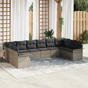 Set Divano da Giardino con cuscino 10 pcs Grigio polyrattan