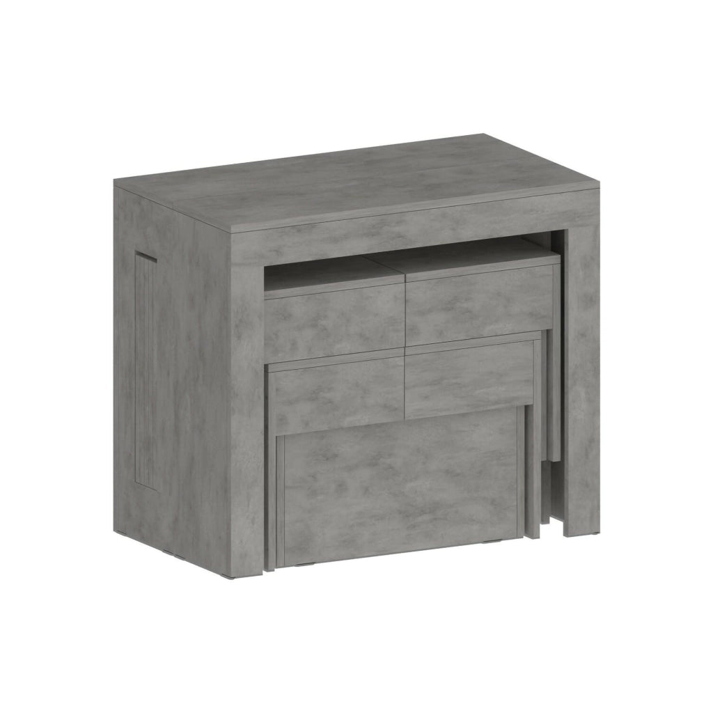 Set tavolo e sedie Auditore, Composizione multiuso, Set con consolle e 2 panche allungabili, 100% Made in Italy, 66x25h45 cm, Grigio