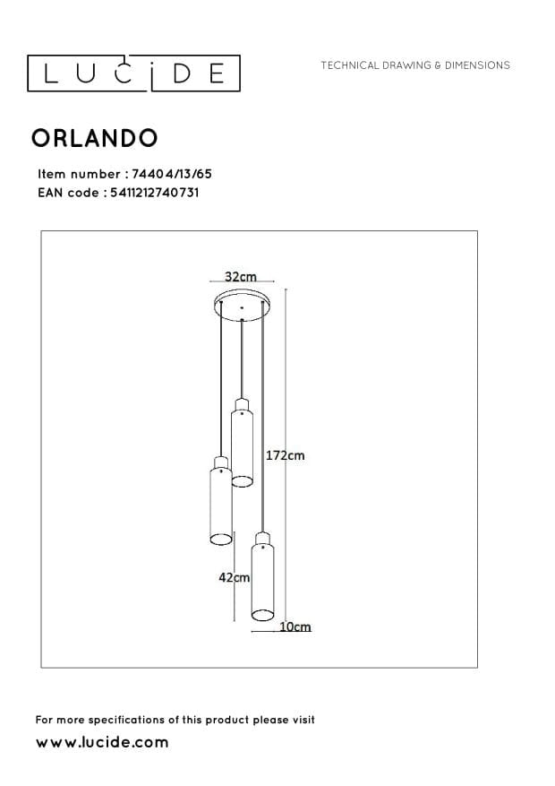Lampadario Lucide Orlando 3xE27 metallo/vetro nero