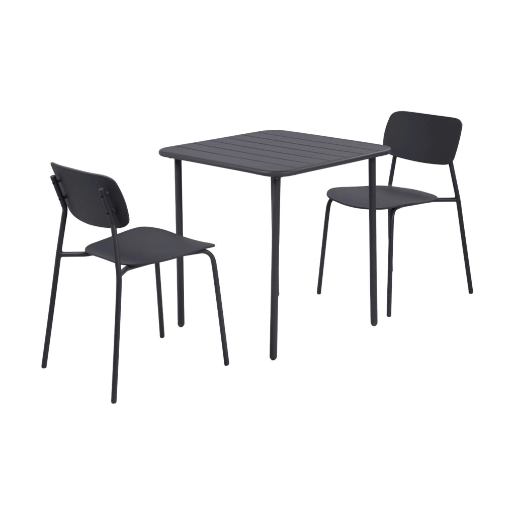 Set tavolo da giardino in metallo con 2 sedie, antracite