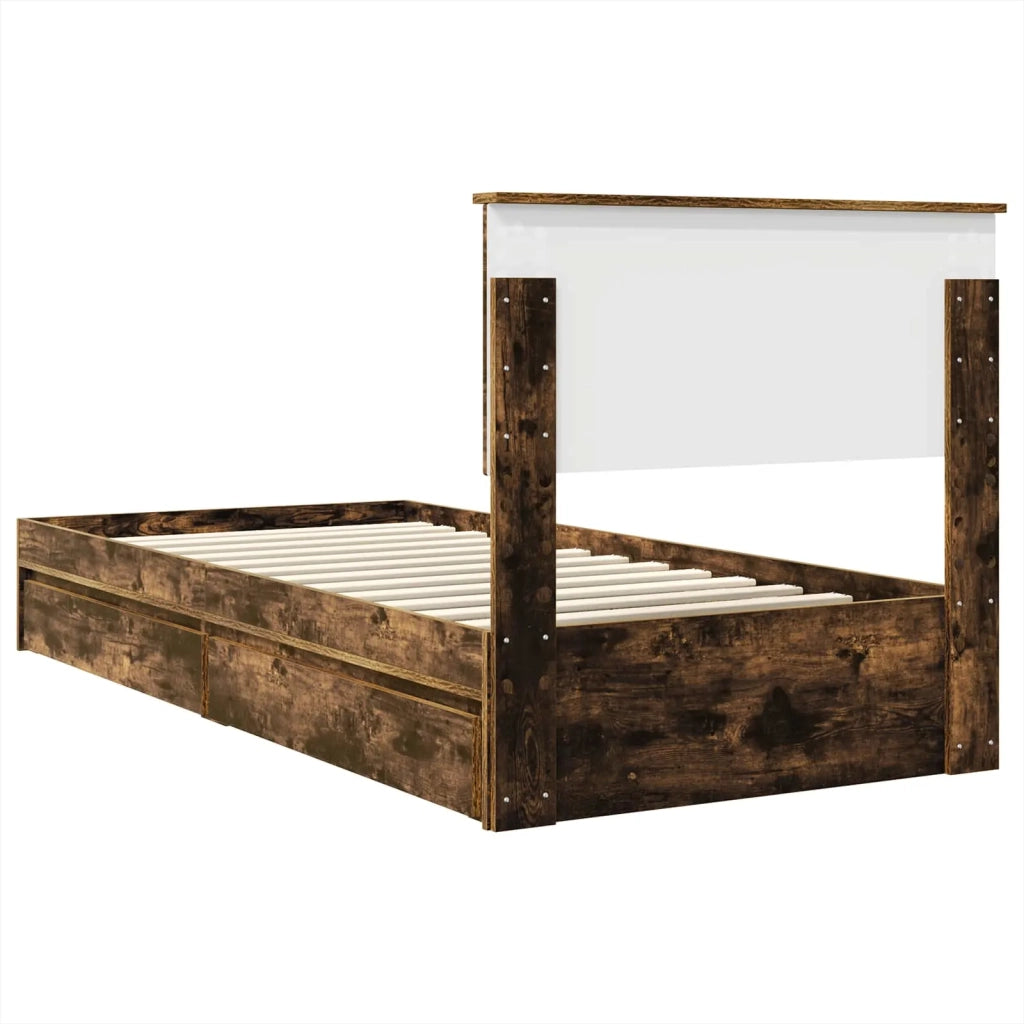 Letto con Contenitore Rovere fumé 90 x 200 cm Legno multistrato