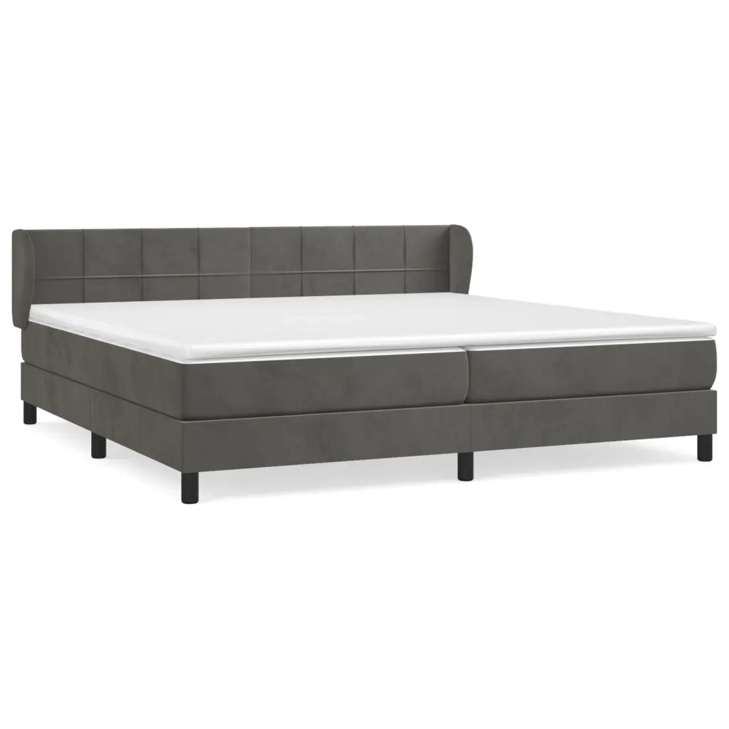 Giroletto a Molle con Materasso Grigio Scuro 200x200 cm Velluto 3127512