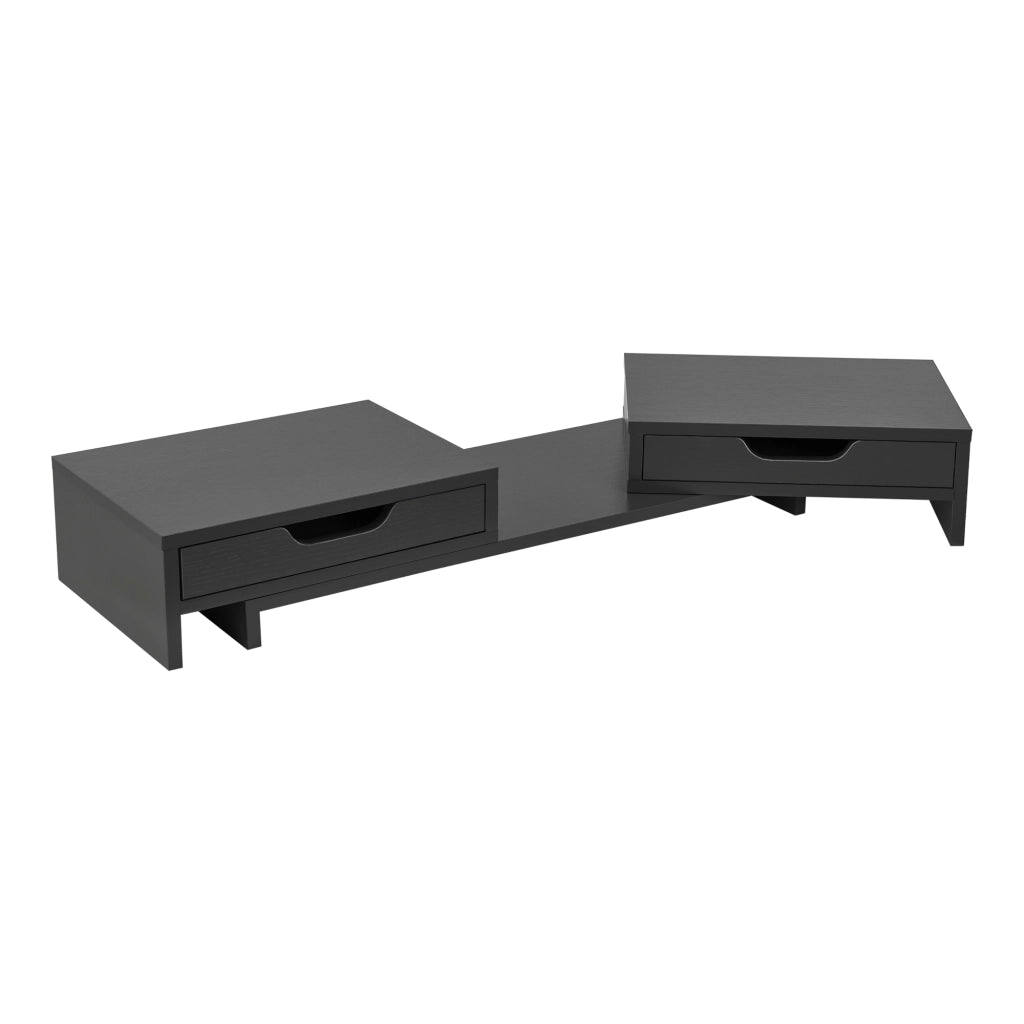Supporto di Rialzo Monitor 'Marttila' Stand per 2 Schermi - Base con Cassetti - Grigio Scuro [en.casa]